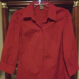 AnnTaylor red button 3/4 sleeve blouse